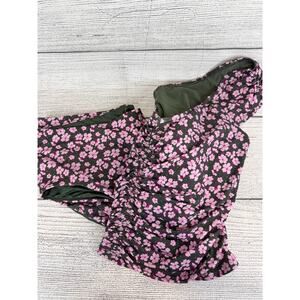 Lands End Plus Size Green & Purple Pink Floral 2pc Matching Swimsuit Size 24W